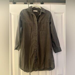 Madewell Grey Button-Down Shirt Dress